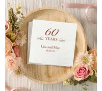 Serviettes en papier personnalisées 60 ans design - Serviettes avec logo personnalisé, logo en papier cocktail personnalisé, serviette 60e anniversaire, décorations d'anniversaire