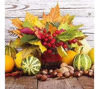 Serviettes en papier pour déjeuner, fête, env. 33 x 33 cm, automne, automne, Halloween, hiver, bouquet