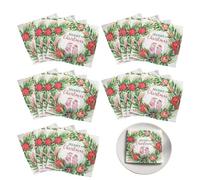 Serviettes en papier pour Noël, serviettes en papier pour Noël - 20 serviettes à dessert de Noël joyeuses | Couronne rouge vert serviettes d'invités de Noël, 6,5 x 6,5 pouces Serviette décorative pour