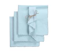 Serviettes en Tissu 4PCS Rustic Style Cotton Linen Napkins Soft Cloth Decorative Solid Color Table Decor Family Dinner(Blue)