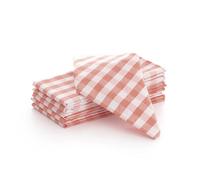 Serviettes en tissu à carreaux Vichy - Lot de 6 unités en coton résistantes pour la restauration 45 x 45 cm, couleur saumon