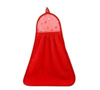 Serviettes essuie-mains à suspendre - Jolis torchons de vaisselle - Gants à sécher avec boucle suspendue pour cuisine, salle de bains, Tissu en peluche, Red, Taille M