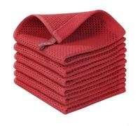 Serviettes gaufrées de cuisine en microfibre absorbantes pour nettoyer et dépoussiérer les traces (rouge)