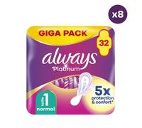 Serviettes Hygiéniques Always Platinum Normal Plus - Always - Taille 1 - 32 Serviettes - Flux Léger