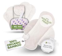 Serviettes Hygiéniques Lavables Bio en Coton avec Imprimé Antidérapant pour Flux Abondant et Incontinence (L+XL, x6); Protection Menstruelle Réutilisable Lavable à Haute T°, Douce et Non-Irritante