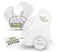 Serviettes Hygiéniques Lavables Bio en Coton avec Imprimé Antidérapant pour Flux Léger (S+M, x6); Protection Menstruelle Réutilisable, Lavable à Haute T°, Douce et Non-Irritante pour Femmes & Ados