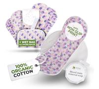 Serviettes Hygiéniques Lavables Bio en Coton avec Imprimé Antidérapant pour Flux Léger (S+M, x6); Protection Menstruelle Réutilisable, Lavable à Haute T°, Douce et Non-Irritante pour Femmes & Ados