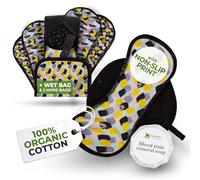 Serviettes Hygiéniques Lavables Bio en Coton avec Imprimé Antidérapant pour Flux Léger (S+M, x6); Protection Menstruelle Réutilisable, Lavable à Haute T°, Douce et Non-Irritante pour Femmes & Ados