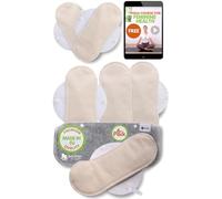 Serviettes Hygiéniques Lavables Bio en Coton pour Flux Léger (S+M, x6); FABRIQUÉES dans l'UE, Protection Menstruelle Réutilisable, Lavable à Haute Température, Douce & Non-Irritante pour Femmes & Ados