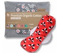 Serviettes hygiéniques lavables Natissy MULTI Fleurs - lot de 7 - Coton biologique réutilisable - Flux modéré à abondant - Fabriquées dans l'UE