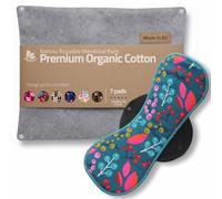 Serviettes hygiéniques lavables Natissy MULTI Paon - lot de 7 - Coton biologique réutilisable - Flux modéré à abondant - Fabriquées dans l'UE