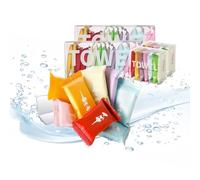 Serviettes jetables pour voyage : tablettes compressées, 42 débarbouillettes jetables pour voyage, plus épaisses et super absorbantes, idéales pour les couples ou les familles lors de courts voyages