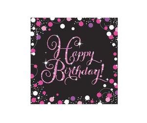 Serviettes jetables - Sparkling Celebration - Lot de 16 - Rose - 33 x 33 cm - 2 plis