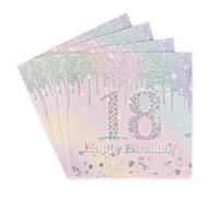Serviettes Joyeux 18 ans Anniversaire, 20 Feuilles Serviette Papier Rainbow 30cmx30cm Serviette de Table Papier, Decoration Fête Anniversaire pour Femme Fille