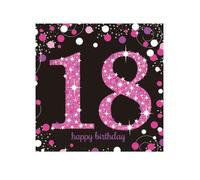 Serviettes - Mignon - 18e anniversaire - Rose - Noir - Violet