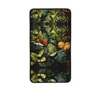 Serviettes noires en velours avec imprimé feuilles de palmier tropicales - Serviette de toilette super absorbante pour le visage, le sport, la natation