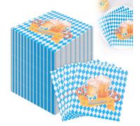 Serviettes Oktoberfest WANDGU, lot de 100 pièces : Serviettes bavaroises 33 cm x 33 cm, tissu à carreaux bleus et blancs, serviettes bavaroises Robofun, accessoires pour fêtes d'Oktoberfest