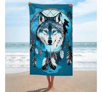 Serviettes Piège À Barrages De Loup Indigène Drap De Plage Facile À Entretenir Serviette De Plage Séchage Rapide Serviette De Sauna pour Camping Voyage Piscine 80X130CM