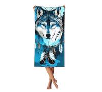 Serviettes Piège À Barrages De Loup Indigène Serviette De Plage Légère Serviette De Sauna Séchage Rapide Drap De Bain pour Sport Voyage Camping 80X130CM