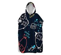 Serviettes Poncho Adulte Ado Enfant Garçon Surf Poncho À Capuchon Poncho De Bain Long Natation Gamer Gamepad Motif Serviettes De Plage Homme Femme Peignoir 130-178 Cm (noir C,microfibre B)
