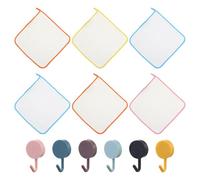 Serviettes Pour Enfants 6 Pièces Et Crochets En Plastique 6 Pièces, Serviettes Douces, Serviettes Carrées, Ustensiles De Bain Pour Enfants