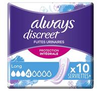 Serviettes Pour Fuites Urinaires Always Discreet Plus Long x10, Une Protection Optimale Que Vous Sentez À Peine