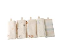 Serviettes pour le visage des nourrissons Serviettes de bain polyvalentes en tissu imprimé 23x23cm Bavoirs carrés pour garçons et filles 5 pièces d ' essuyage pour la bouche