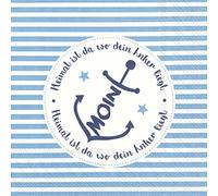Serviettes repas « Moin » ancre, bleu/blanc, de Ihr Ideal Home Range GmbH