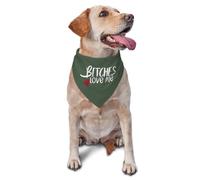 Serviettes Triangle pour Animaux 30X70Cm Les Salopes M'Adorent (Vert) Bandana Chien Chats Ajustable Chiens Bandana Foulards pour Animal De Compagnie Petite, Moyenne Et Grande Taille