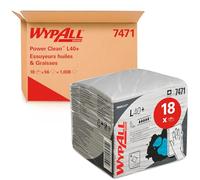 Serviettes ultra-absorbantes WypAll L40 7471 - Chiffons jetables - 18 paquets de 56 chiffons blancs pliés en quatre (1 008 lingettes en papier au total)