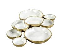 Serving Bowls - Nine Grid Dessert Plate, Decorative Snack Platter, Removable Sectioned Container, Bamboo Wood Partition Tray, Dining, Square Large White Dish for Nuts Chips Fruit Candy