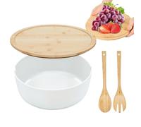 Serving Bowls - Salad Container | 28.5x10.5 cm Mixing Bowls with Spoons Fork, Kitchen Servewares for House and Meals Prep, Fruit Cereals Snack Dish, Pasta Dinner Parties , Multipurpose Tableware