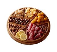 Serving Food Tray - Wood Large Rectangular Platter 8 Removable Compartments Modular Design | Charcuterie Board Snack Organizer Serving Platter Set | For Kitchen Dining Table Living Room