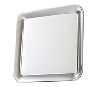 Serving Platter, Silver Square Serving Trays Stainless Steel Dish Tray Stackable Plates for Food, Fruit, Party Barbecue, Marinating, Grilling Accessories (L)