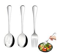 Serving Spoons cuillère de service inox, 3 pièces de vaisselle en acier inoxydable grande cuillère à rainures cuillère et fourchette pour buffets, fêtes, banquets et réunions de famille