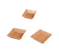 Serving Tray 3 Pack Synthetic Storage Baskets Woven Bread Baskets Decorative Bathroom Tray Great for Displaying Food Outdoors Or Square