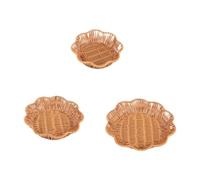 Serving Tray 3 Pack Synthetic Storage Baskets Woven Bread Baskets Decorative Bathroom Tray Great for Displaying Food Outdoors Or Round