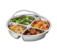 Serving Tray - Divided Serving Platter | Sectional Appetizer Tray With Handles | Stainless Steel Fruit Plate For Home Movie Nights, Camping And Picnics, Metal Food Organizer