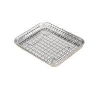 Serving Tray Stainless Steel Baking Tray with Cooling Rack for BBQ and Family Events Multi 23.5cmx17.5cmx2.5cm