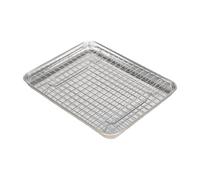 Serving Tray Stainless Steel Baking Tray with Cooling Rack for BBQ and Family Events Multi 31.5cmx24.5cmx2.5cm