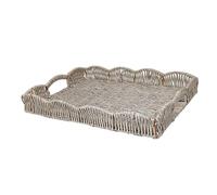 Serving Tray Synthetic Serving Basket Handmade Fruit and Vegetable Basket Handwoven Tray for Coffee Table and Gray