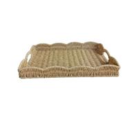Serving Tray Synthetic Serving Basket Handmade Fruit and Vegetable Basket Handwoven Tray for Coffee Table and Apricot