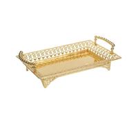 Serving Tray Tray for Serving Desserts and Fruits with Handle for Kitchen and Makeup Gold