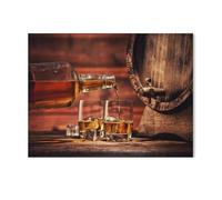 Servir du Whiskey d’Une Bouteille dans Deux Verres avec des glaçons，Puzzle 1000 Pièces pour Adultes Se Détendre Assembler Jeu Jouets en Bois Cadeau pour Aîné（75x50cm）-F26