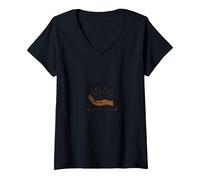 Servir Les Autres : Inspirer la Compassion pour l'humanité T-Shirt avec Col en V, Femme, Noir, S