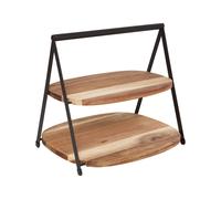 Serviteur 2 Étages en Bois "Mina" 27cm Marron