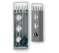 Serviteur de cheminée 5 pièces, 230 x 140 x 660 mm (l x p x h) - Couverts et support laqué gris - Poignées en acier inoxydable