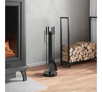 Serviteur de cheminée 5 pièces en acier 18 x 56 cm - Accessoires de cheminée durables pour poêles à bois et foyers - Kit pratique pour allumer et entretenir le feu