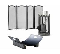 Serviteur de cheminée avec porte-bûches et grille pare-feu Carlo Milano