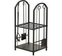 Outsunny Porte-bûches range bûches 2 niveaux étagère à bois de cheminée dim. 41,5L x 32,5l x 74,5H cm métal noir